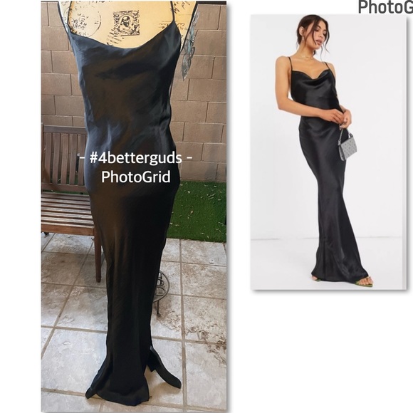 ASOS Design Satin Slip Maxi Strappy Adjust Back Trumpet Cocktail Dress US 6 UK10 - Picture 16 of 16